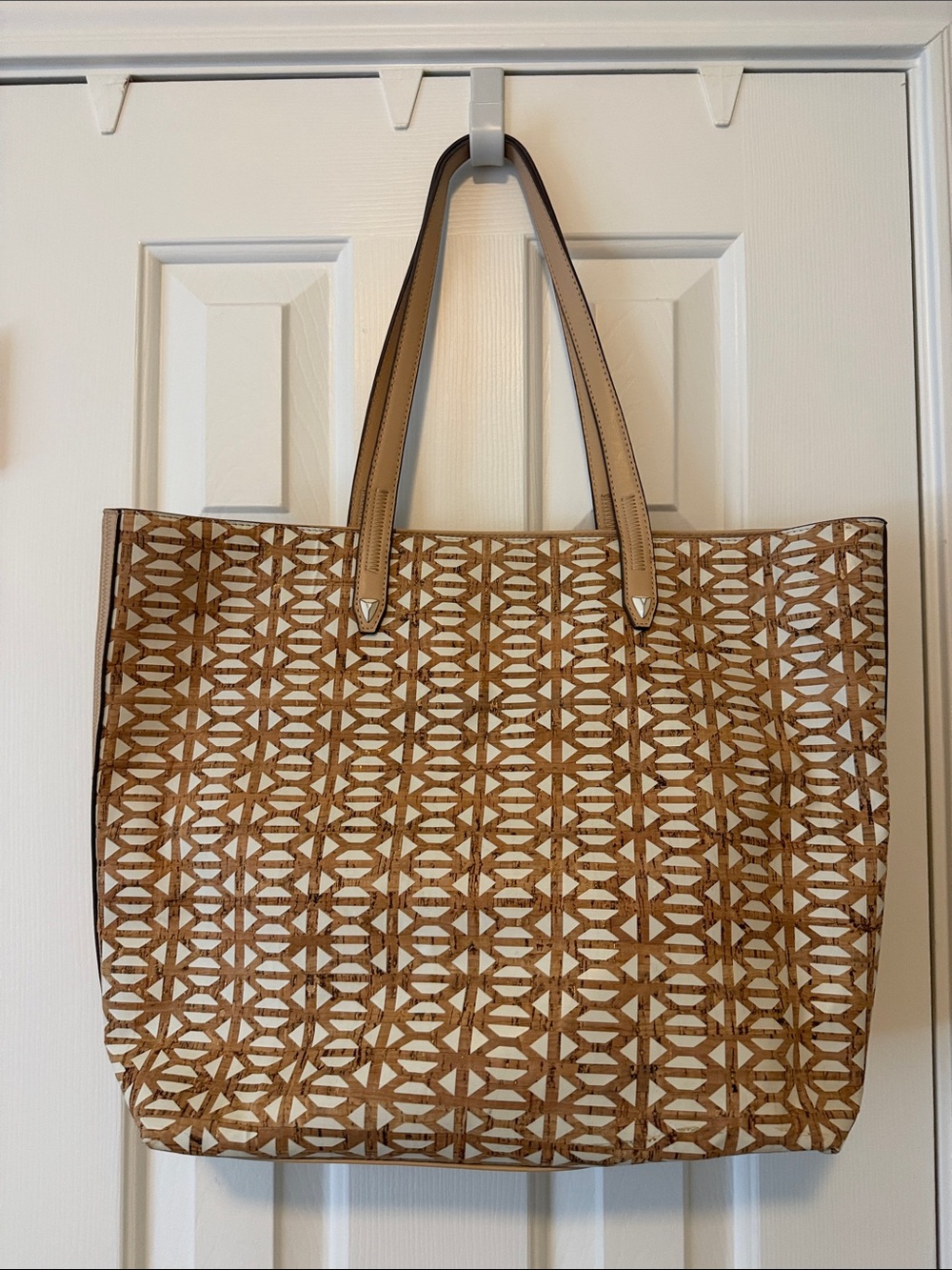 Stella & Dot Brown and White Geometric Tote
